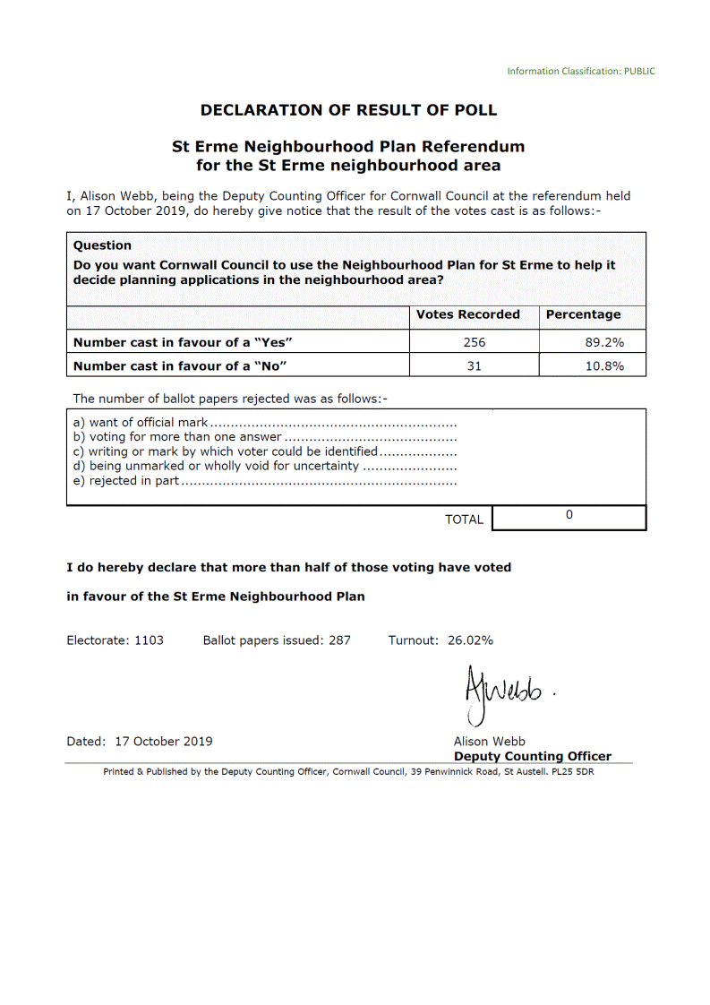 declaration of result of poll poster